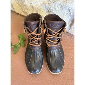 Sperry Saltwater Duck Boots Leather Side Zip Waterproof Women's Size 7.5